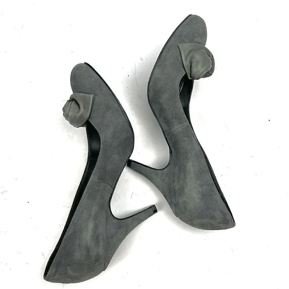 New Andrea Morelli Italy Gray Suede Pumps Heels EUR 36 US 6